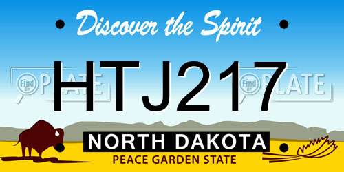 HTJ217 North Dakota License Plate