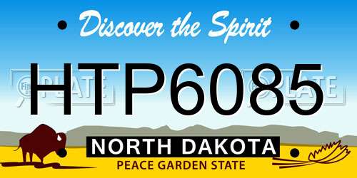HTP6085 North Dakota License Plate