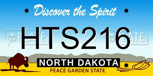 HTS216 North Dakota License Plate