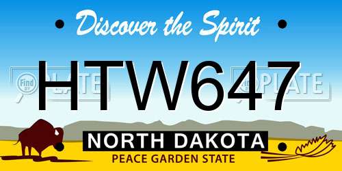 HTW647 North Dakota License Plate