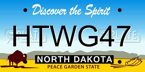 HTWG47 North Dakota License Plate