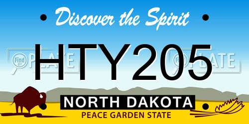HTY205 North Dakota License Plate