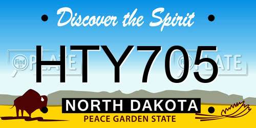 HTY705 North Dakota License Plate