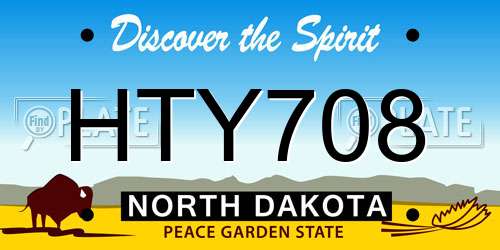 HTY708 North Dakota License Plate