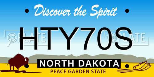 HTY70S North Dakota License Plate
