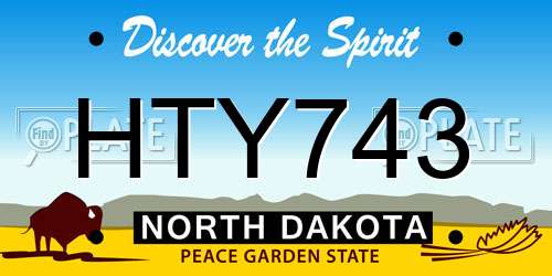 HTY743 North Dakota License Plate