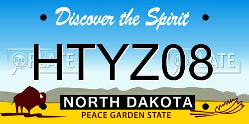 HTYZ08 North Dakota License Plate