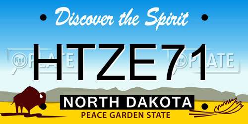 HTZE71 North Dakota License Plate