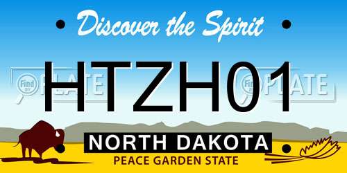 HTZH01 North Dakota License Plate
