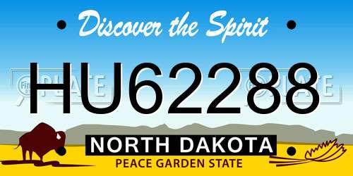 HU62288 North Dakota License Plate