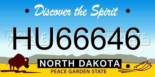 HU66646 North Dakota License Plate