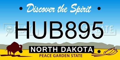 HUB895 North Dakota License Plate