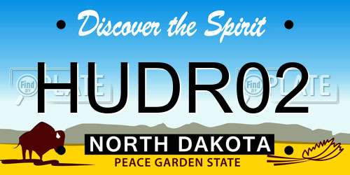 HUDR02 North Dakota License Plate