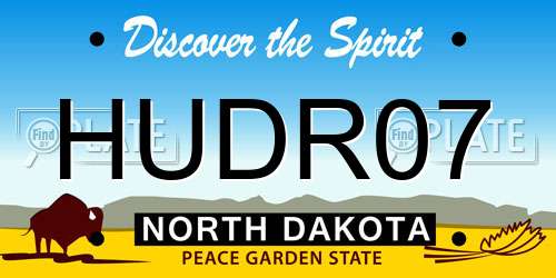 HUDR07 North Dakota License Plate