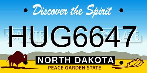 HUG6647 North Dakota License Plate