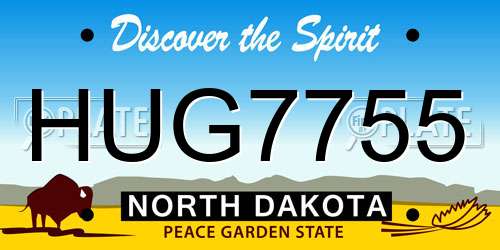 HUG7755 North Dakota License Plate
