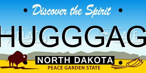 HUGGGAG North Dakota License Plate