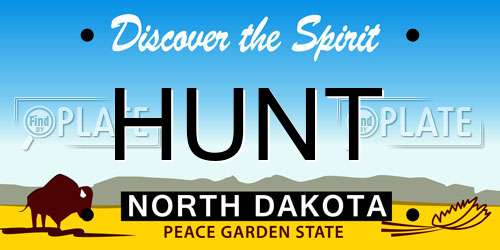 HUNT North Dakota License Plate