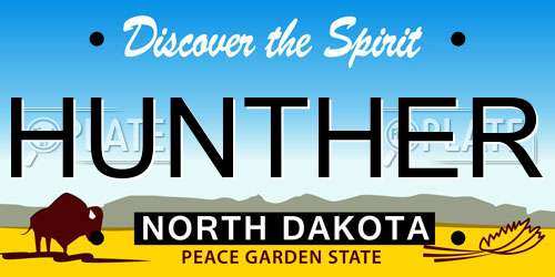 HUNTHER North Dakota License Plate