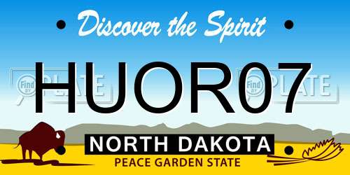 HUOR07 North Dakota License Plate