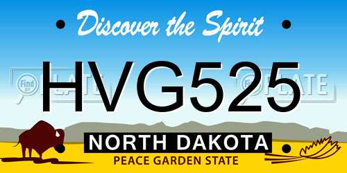 HVG525 North Dakota License Plate