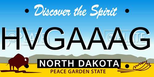 HVGAAAG North Dakota License Plate