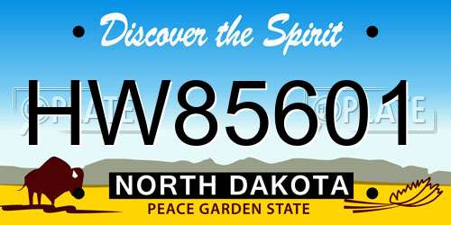 HW85601 North Dakota License Plate