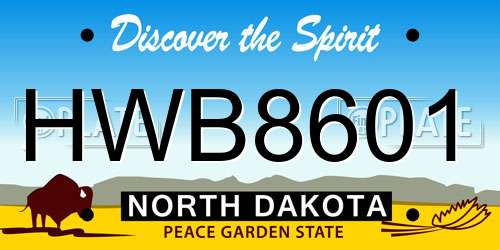 HWB8601 North Dakota License Plate