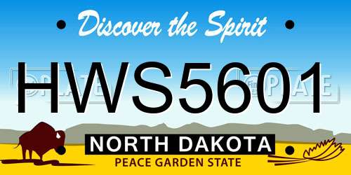 HWS5601 North Dakota License Plate