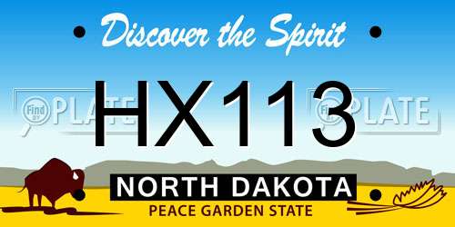 HX113 North Dakota License Plate