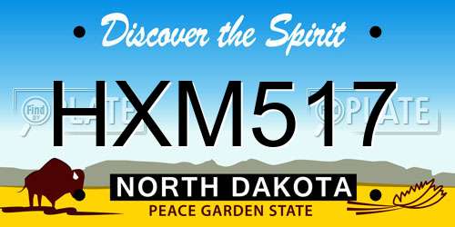 HXM517 North Dakota License Plate