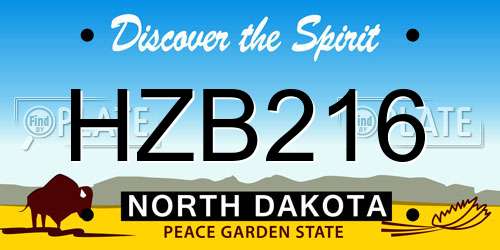 HZB216 North Dakota License Plate