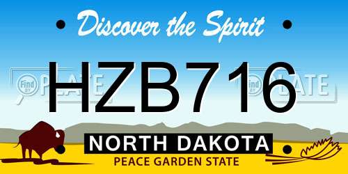 HZB716 North Dakota License Plate