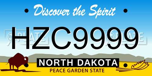 HZC9999 North Dakota License Plate