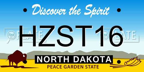 HZST16 North Dakota License Plate