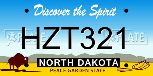 HZT321 North Dakota License Plate