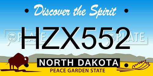 HZX552 North Dakota License Plate