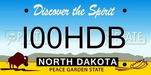 I00HDB North Dakota License Plate