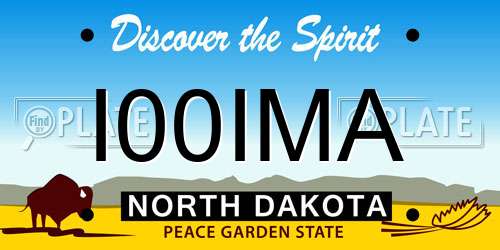 I00IMA North Dakota License Plate