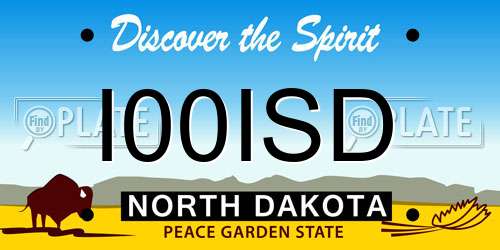I00ISD North Dakota License Plate
