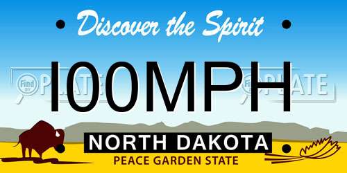 I00MPH North Dakota License Plate