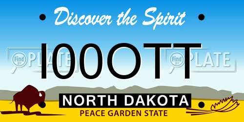 I00OTT North Dakota License Plate
