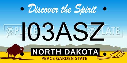 I03ASZ North Dakota License Plate