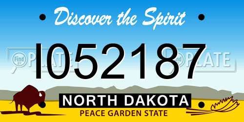 I052187 North Dakota License Plate