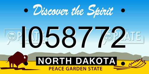 I058772 North Dakota License Plate