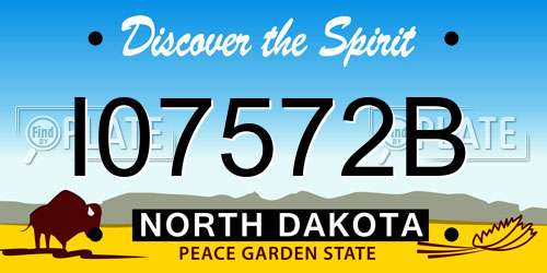 I07572B North Dakota License Plate