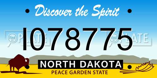 I078775 North Dakota License Plate