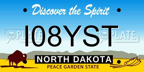 I08YST North Dakota License Plate