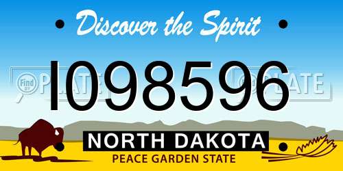 I098596 North Dakota License Plate