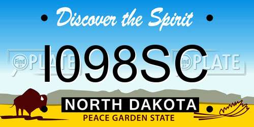 I098SC North Dakota License Plate